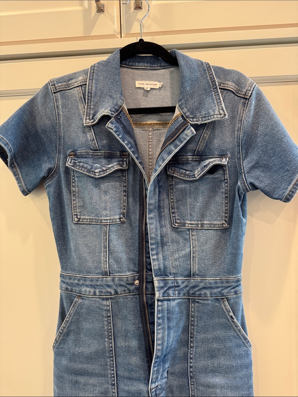 Good American Blue Denim Jumpsuit